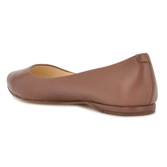 Speakup Almond Toe Flats Dark Tan Leather Women Nine West Flats and Loafers
