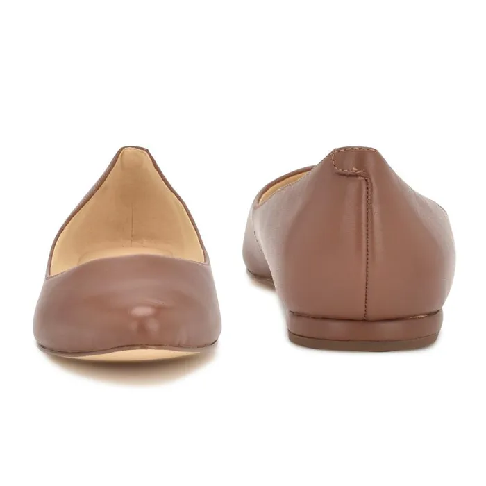 Speakup Almond Toe Flats Dark Tan Leather Women Nine West Flats and Loafers