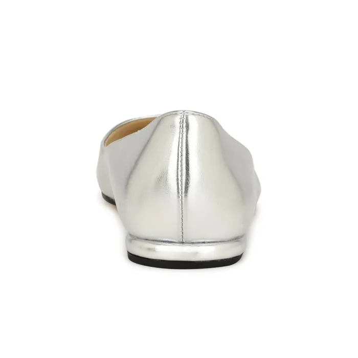 Speakup Almond Toe Flats Silver Women Nine West Ballets