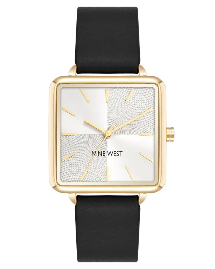 Square Case Smooth Strap Watch Blackgold WomenMen Nine West Watches