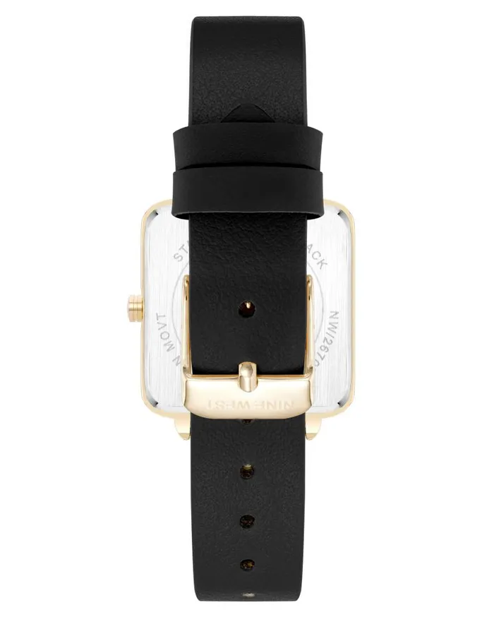 Square Case Smooth Strap Watch Blackgold WomenMen Nine West Watches