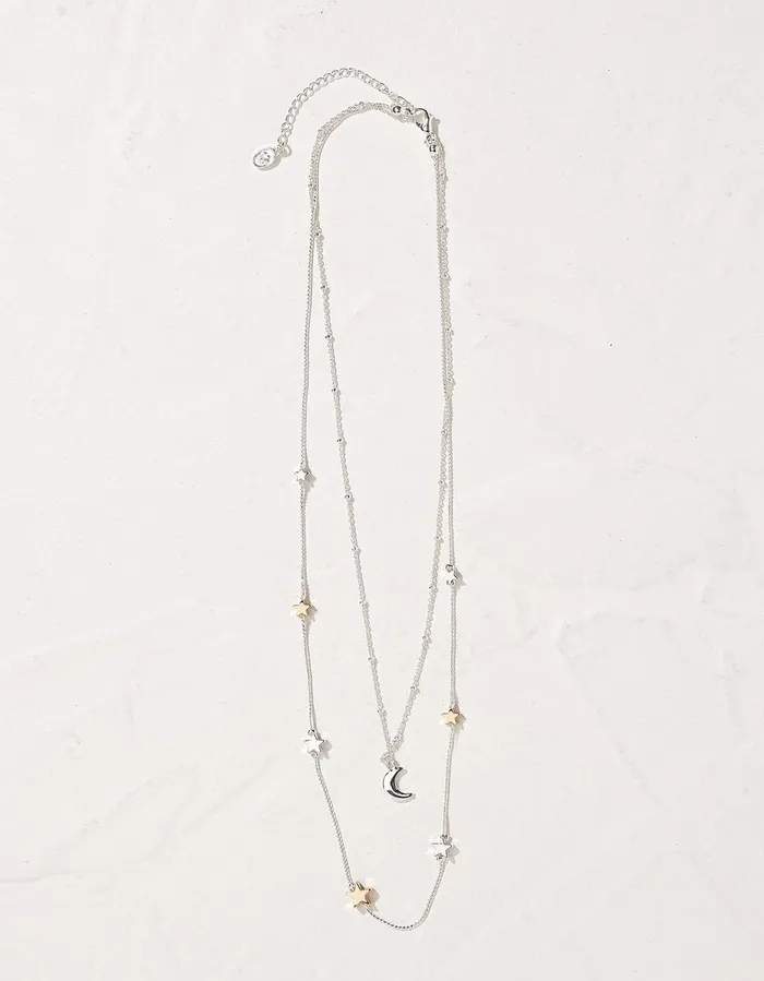 Star Layered Necklace Silver Women FatFace Jewellery