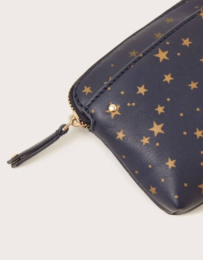 Star Print Large Leather Pouch Women Monsoon Bags and Purses