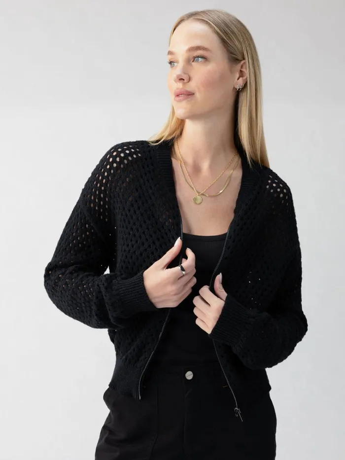 Stepping Out Bomber Sweater Jacket Black Women Sanctuary Clothing Sweaters and Cardis Stepping Out Bomber Sweater Jacket Black Women Sanctuary Clothing Sweaters and Cardis