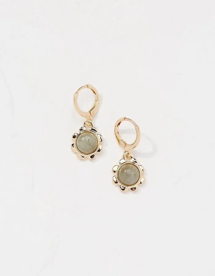 Stone Flower Drop Earrings Gold Women FatFace Jewellery