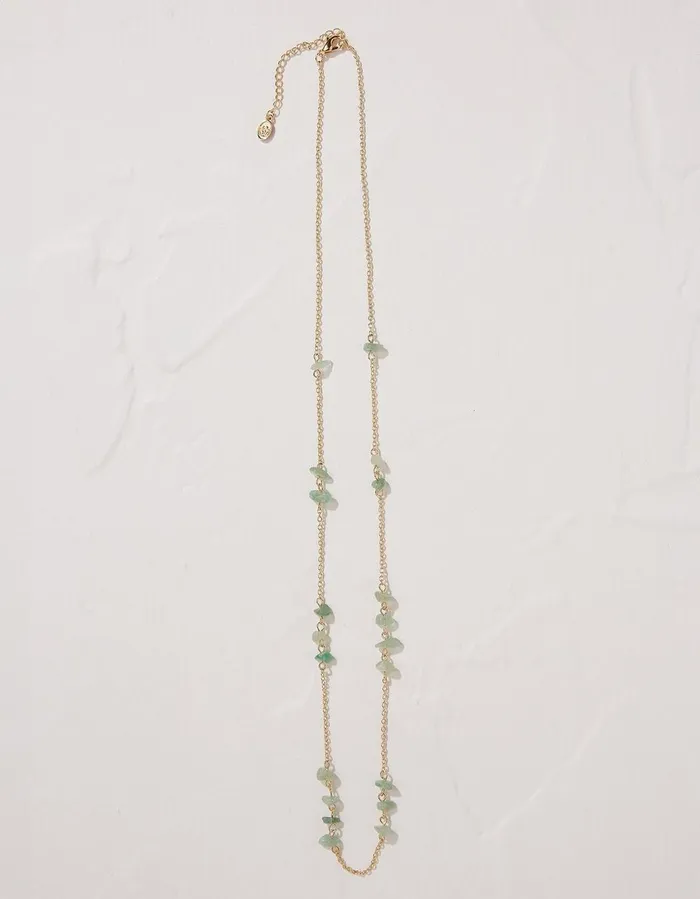 Stone Long Necklace Green Women FatFace Jewellery