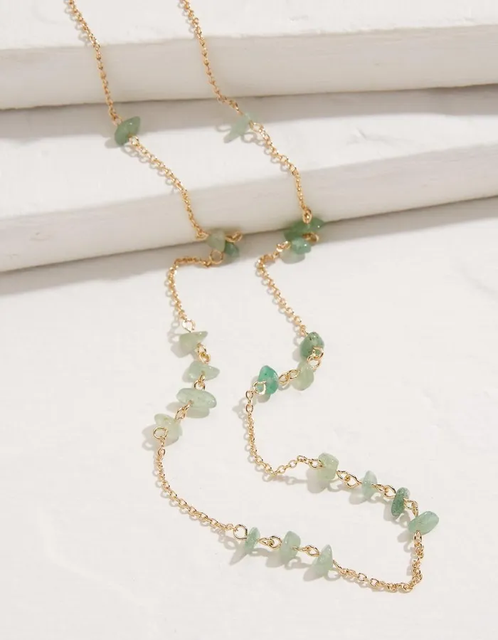 Stone Long Necklace Green Women FatFace Jewellery
