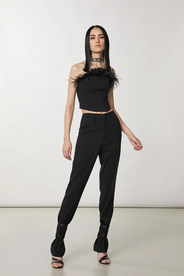 Straight Cut Women Patrizia Pepe Essential Crepe Pants Nero