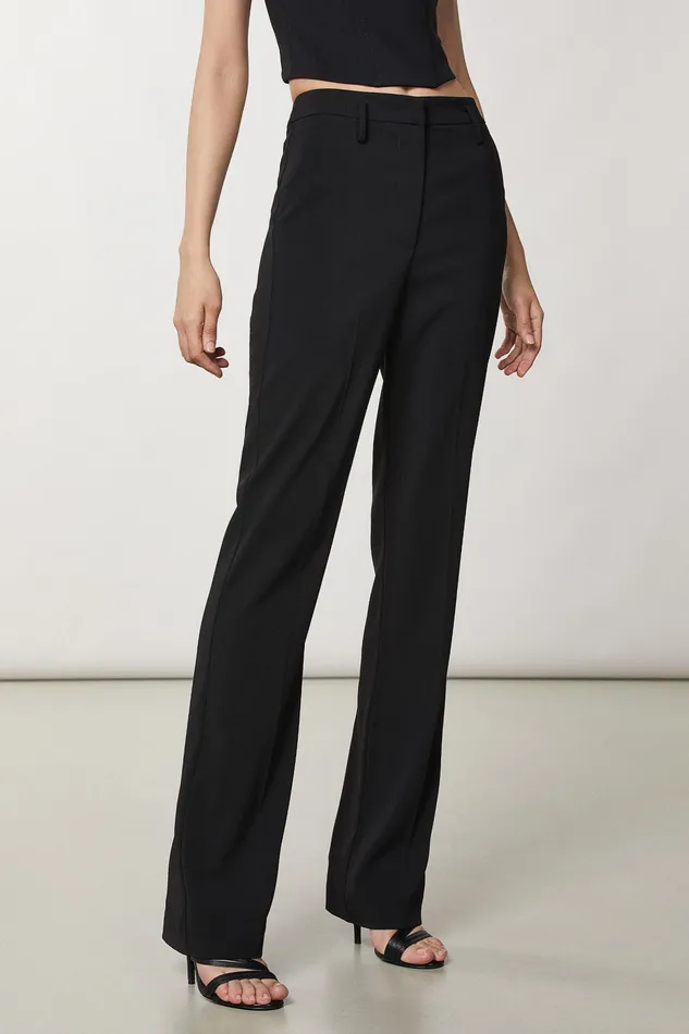 Straight Cut Women Patrizia Pepe Essential Crepe Pants Nero