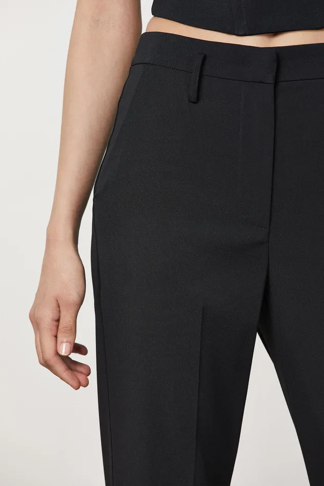Straight Cut Women Patrizia Pepe Essential Crepe Pants Nero