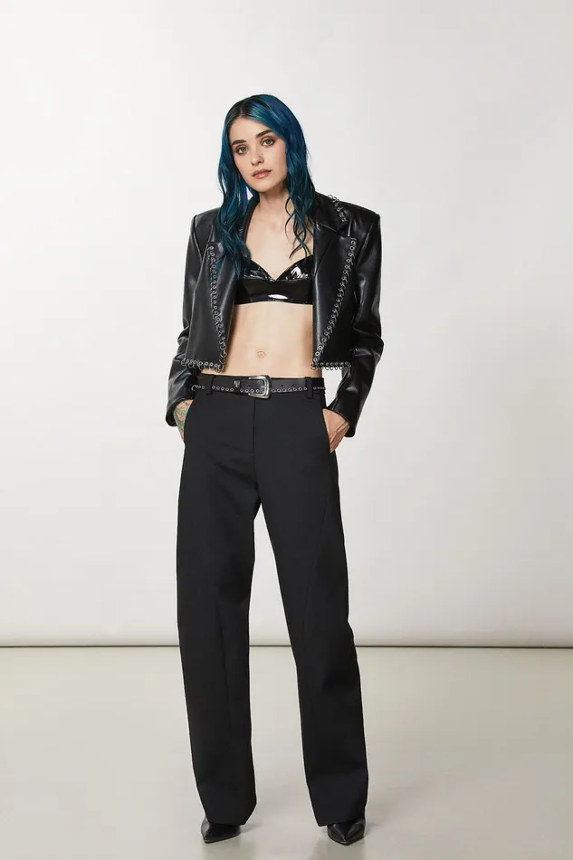 Straight Cut Women Patrizia Pepe Essential Pants With Cuts Nero