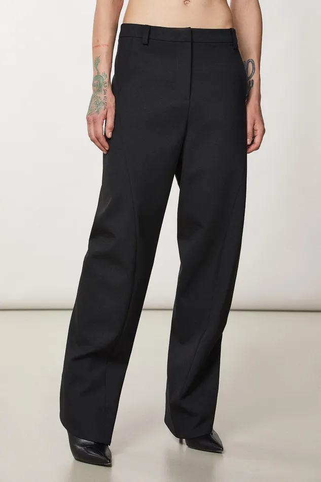 Straight Cut Women Patrizia Pepe Essential Pants With Cuts Nero