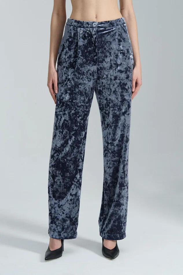 Straight Cut Women Patrizia Pepe Flowing Velvet Pants Atmosphere Blue