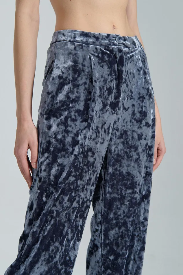 Straight Cut Women Patrizia Pepe Flowing Velvet Pants Atmosphere Blue