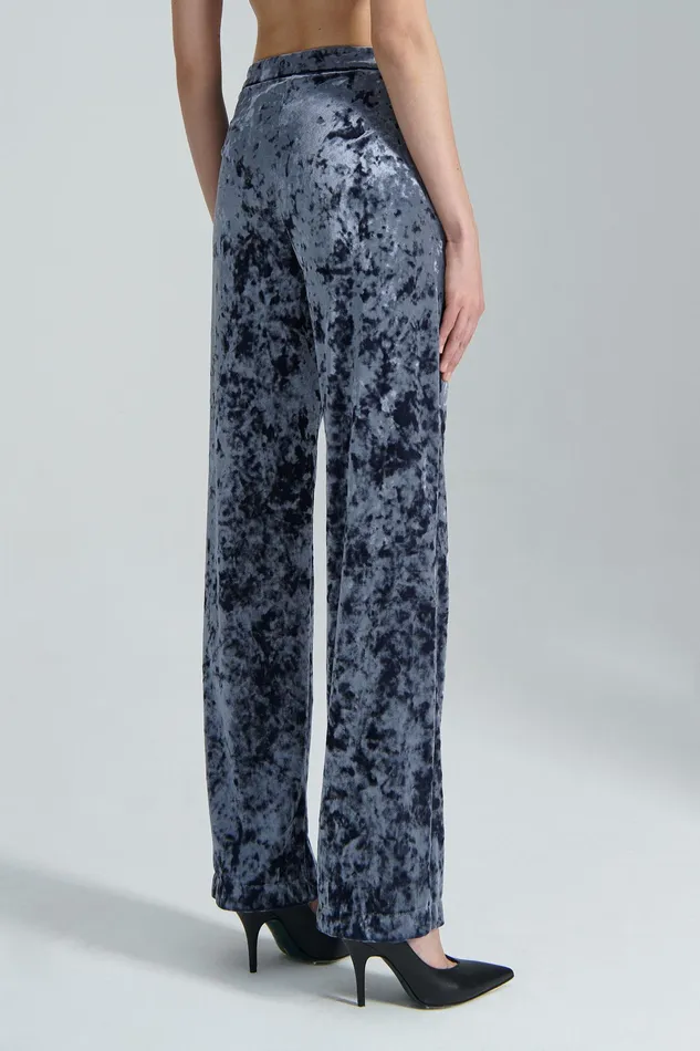 Straight Cut Women Patrizia Pepe Flowing Velvet Pants Atmosphere Blue