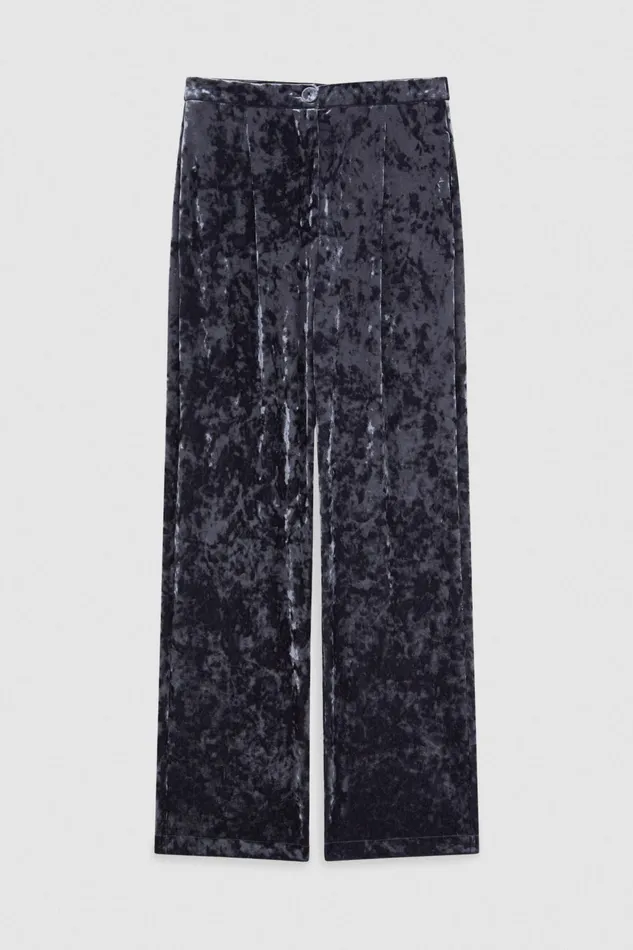 Straight Cut Women Patrizia Pepe Flowing Velvet Pants Atmosphere Blue