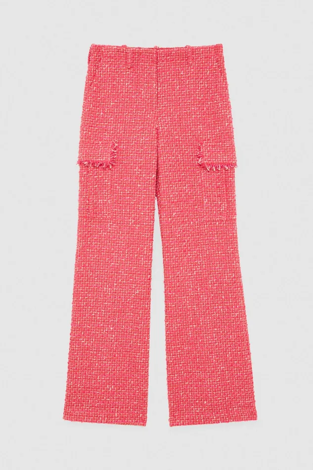 Straight Cut Women Patrizia Pepe Tweed Cargo Pants Hybrid Rose Tweed
