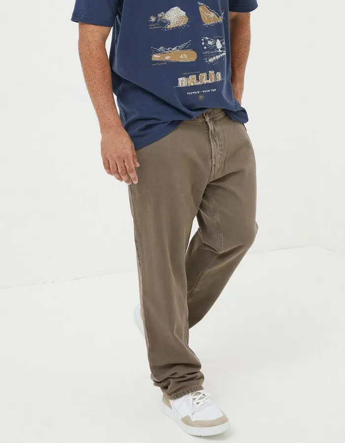 Straight Fit Barton Jeans Light Brown Men FatFace Trousers and Chinos