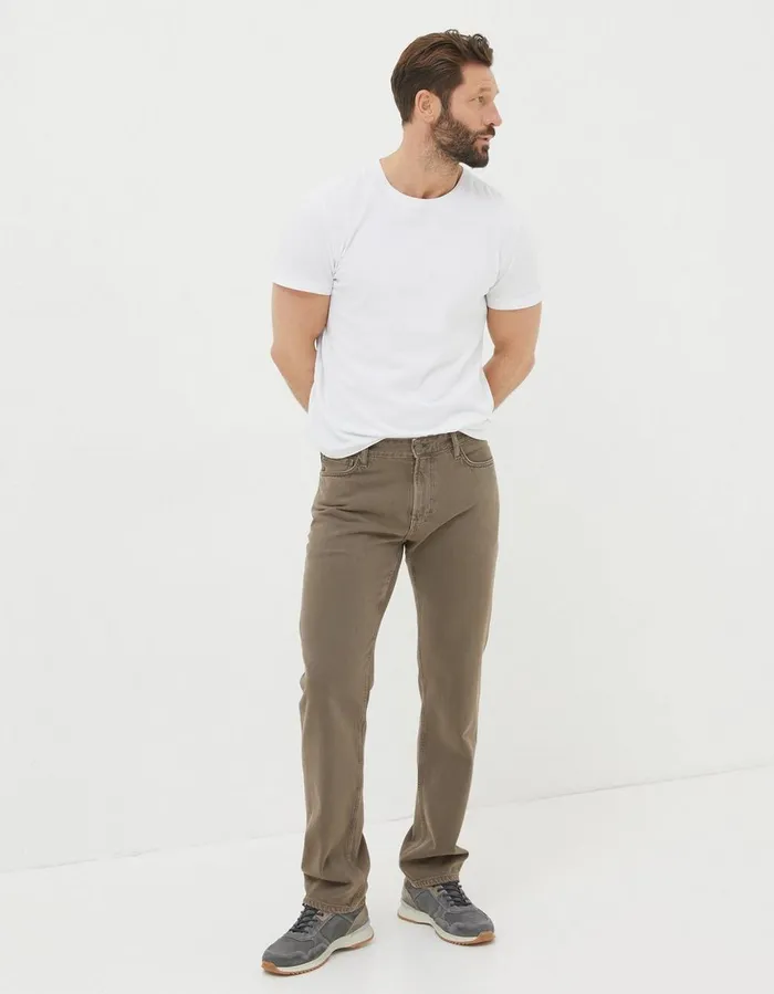 Straight Fit Barton Jeans Light Brown Men FatFace Trousers and Chinos