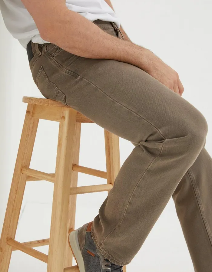 Straight Fit Barton Jeans Light Brown Men FatFace Trousers and Chinos