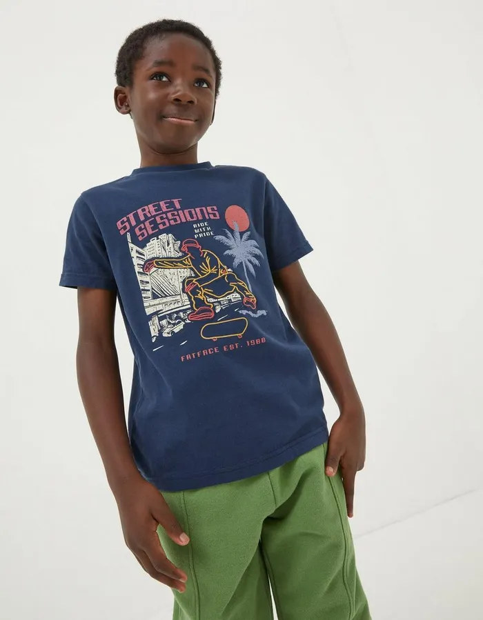 Street Sessions Short Sleeve TShirt Navy Boys FatFace TShirts and Polos