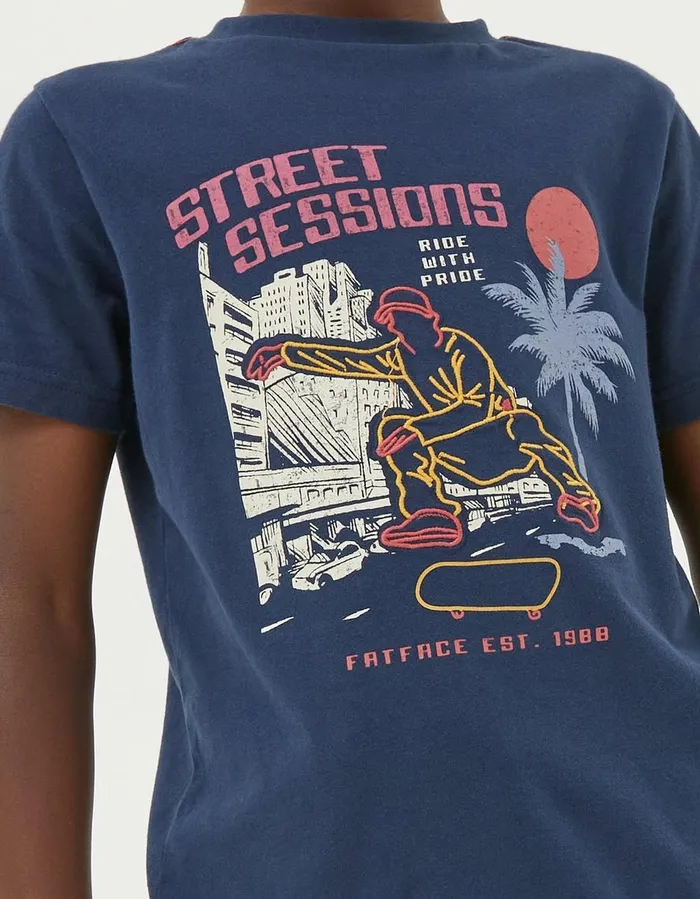 Street Sessions Short Sleeve TShirt Navy Boys FatFace TShirts and Polos