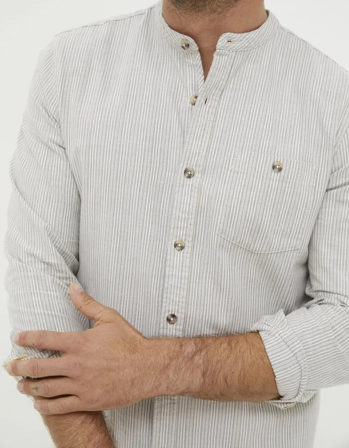 Stripe Grandad Shirt Natural Men FatFace Shirts