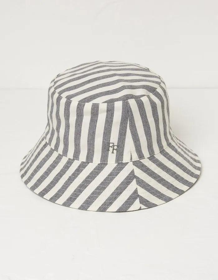 Stripe Reversible Bucket Hat Navy Women FatFace Hats