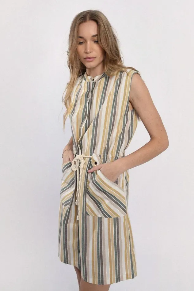 Striped Mini Dress KHAKI CLEMENCE Women Molly Bracken Dresses