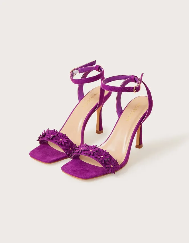 Suede Flower Heel Sandals Purple Women Monsoon Sandals