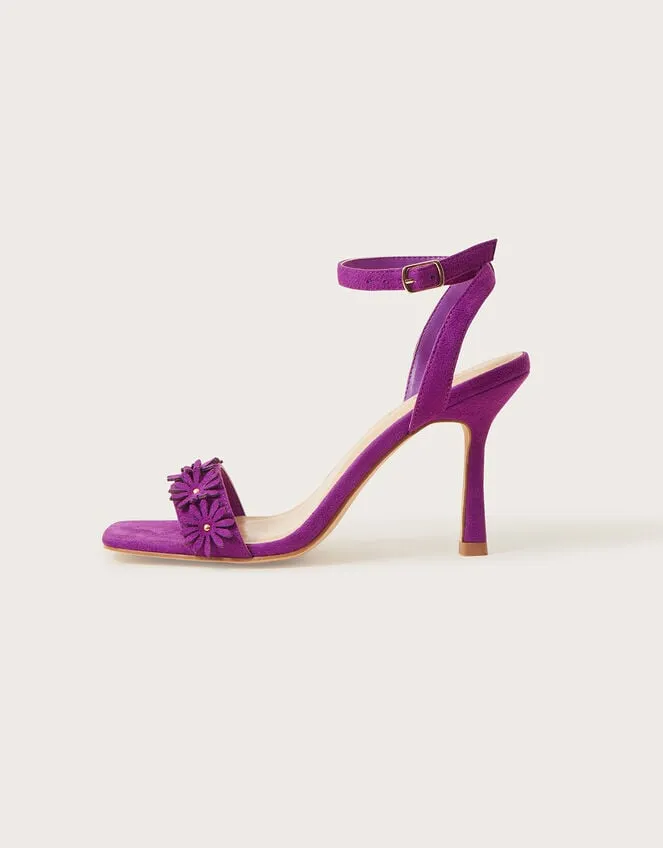 Suede Flower Heel Sandals Purple Women Monsoon Sandals