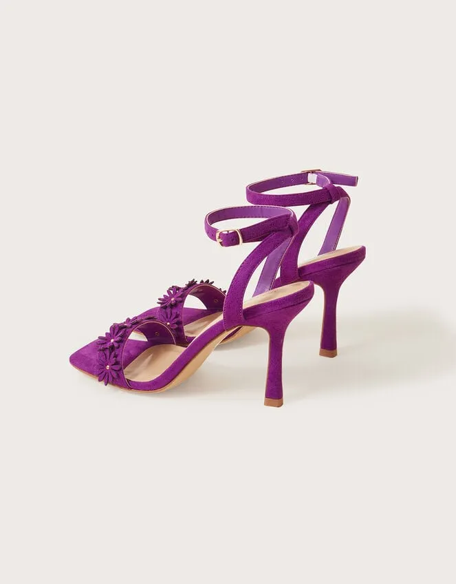 Suede Flower Heel Sandals Purple Women Monsoon Sandals