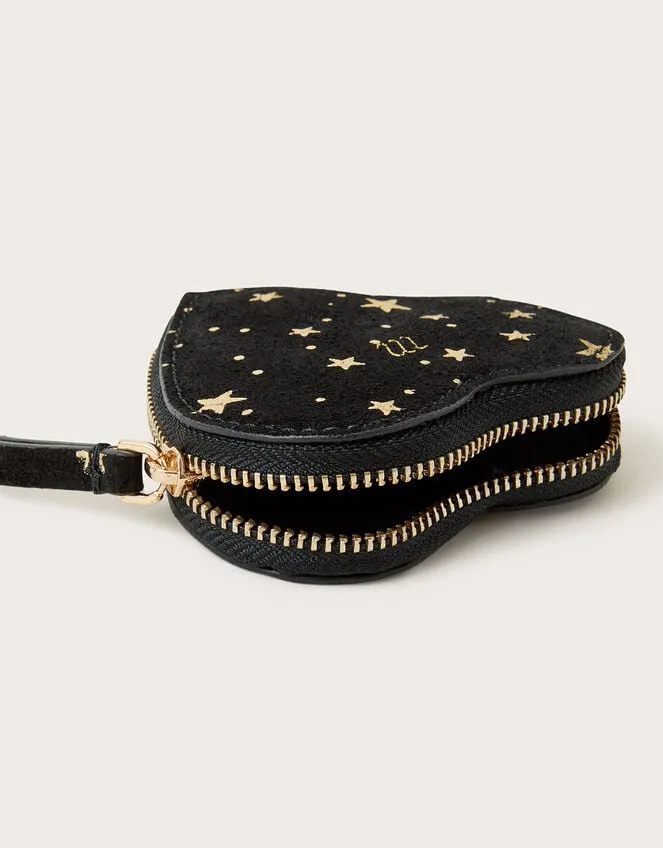 Suede Foil Print Heart Purse Women Monsoon Bags and Purses