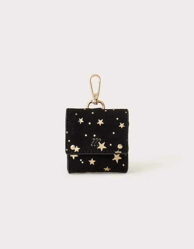 Suede Star Foil Print Ear Pod Case Women Monsoon Bags and Purses