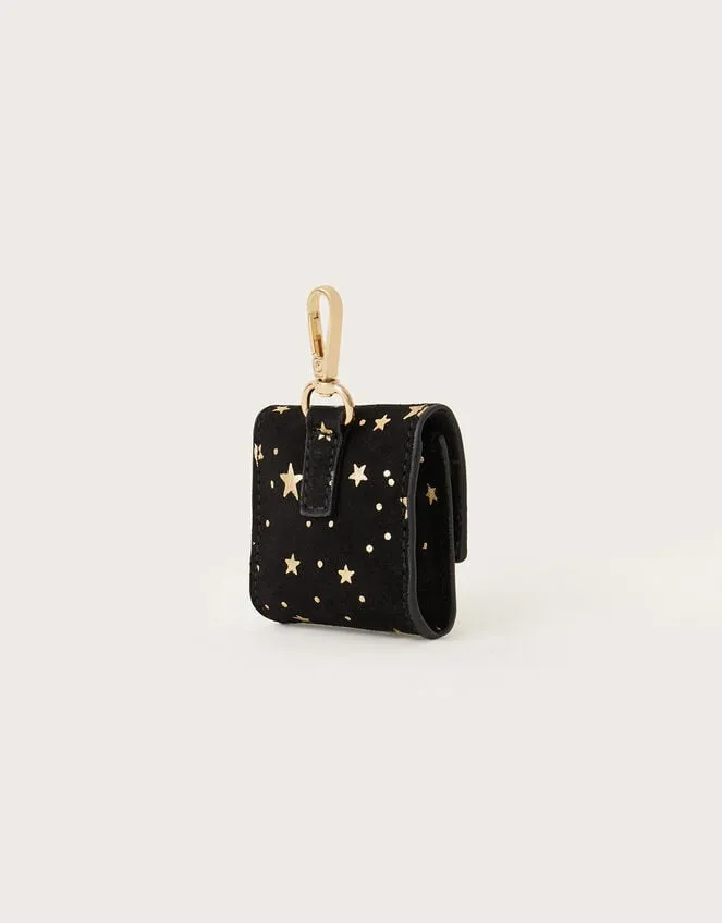 Suede Star Foil Print Ear Pod Case Women Monsoon Bags and Purses