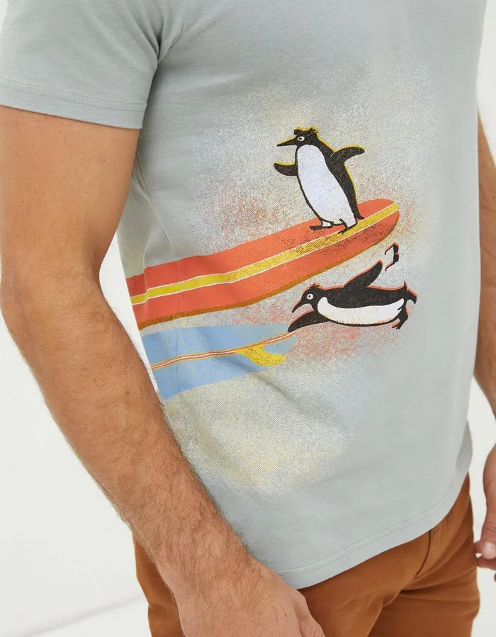 Surfing Penguins TShirt Sage Green Men FatFace TShirts
