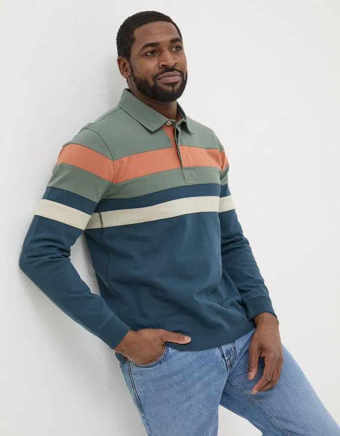 Sussex Chest Stripe Sweatshirt Green Men FatFace TShirts