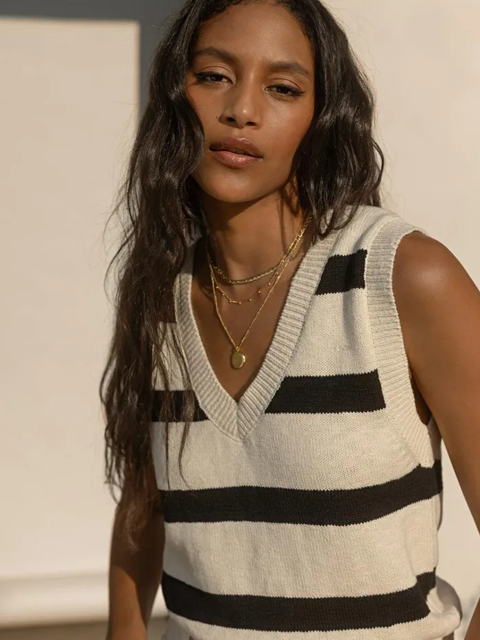 Sweater Shell Tank Eco Natural Black Stripe Women Sanctuary Clothing Tees and Tops Sweater Shell Tank Eco Natural Black Stripe Women Sanctuary Clothing Tees and Tops
