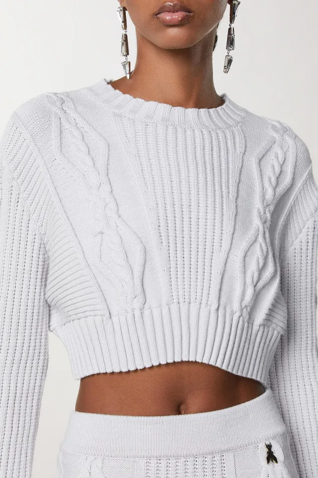 Sweaters Women Patrizia Pepe Cropped Sweater Eldorado White