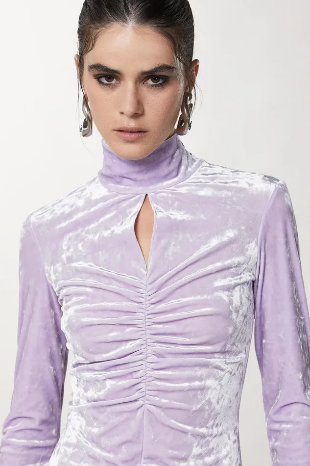 Sweaters Women Patrizia Pepe Essential Velvet Sweater Mystical Lilac