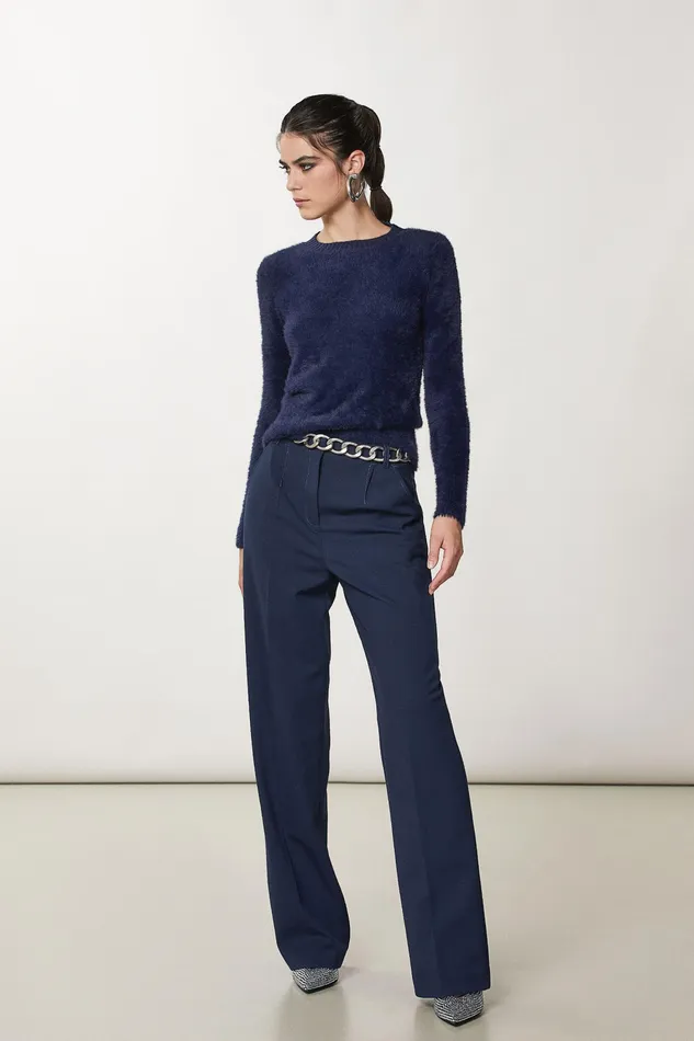 Sweaters Women Patrizia Pepe Fluffy High Neck Sweater Atmosphere Blue