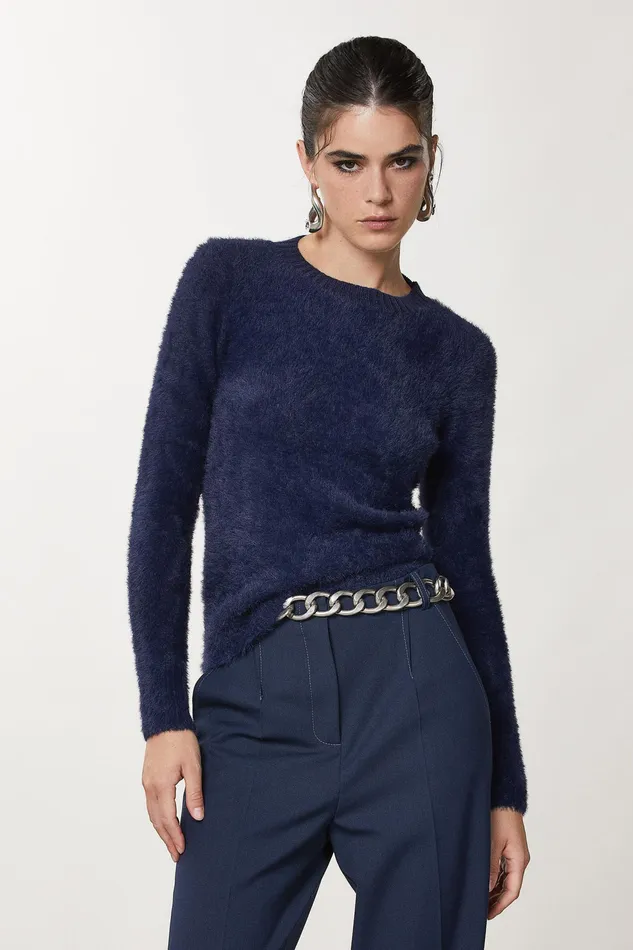 Sweaters Women Patrizia Pepe Fluffy High Neck Sweater Atmosphere Blue