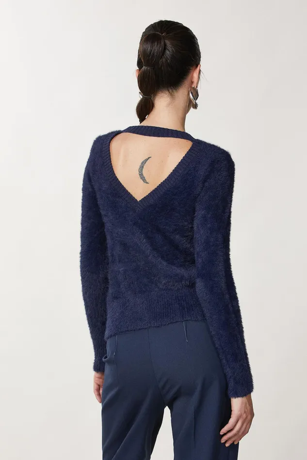 Sweaters Women Patrizia Pepe Fluffy High Neck Sweater Atmosphere Blue