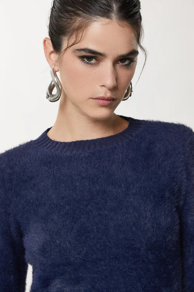 Sweaters Women Patrizia Pepe Fluffy High Neck Sweater Atmosphere Blue