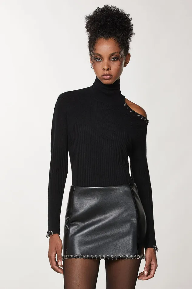 Sweaters Women Patrizia Pepe Piercing CutOut Sweater Nero