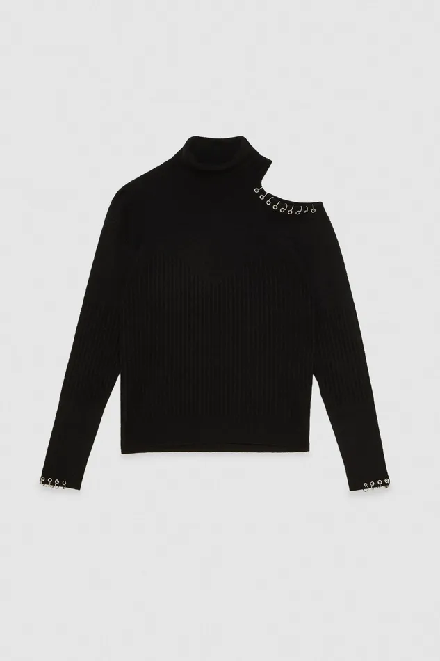 Sweaters Women Patrizia Pepe Piercing CutOut Sweater Nero