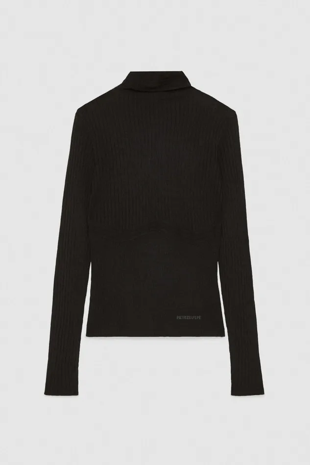 Sweaters Women Patrizia Pepe Pure Wool Turtleneck Sweater Nero