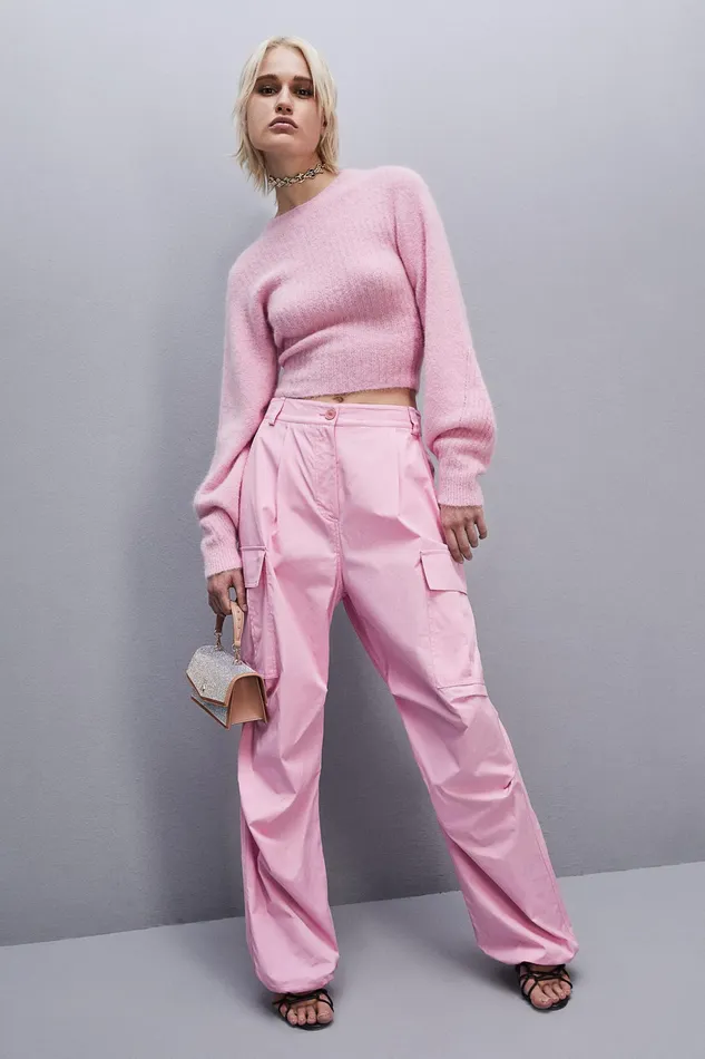 Sweaters Women Patrizia Pepe Rib Knit Sweater With Round Neckline Fresh Pink