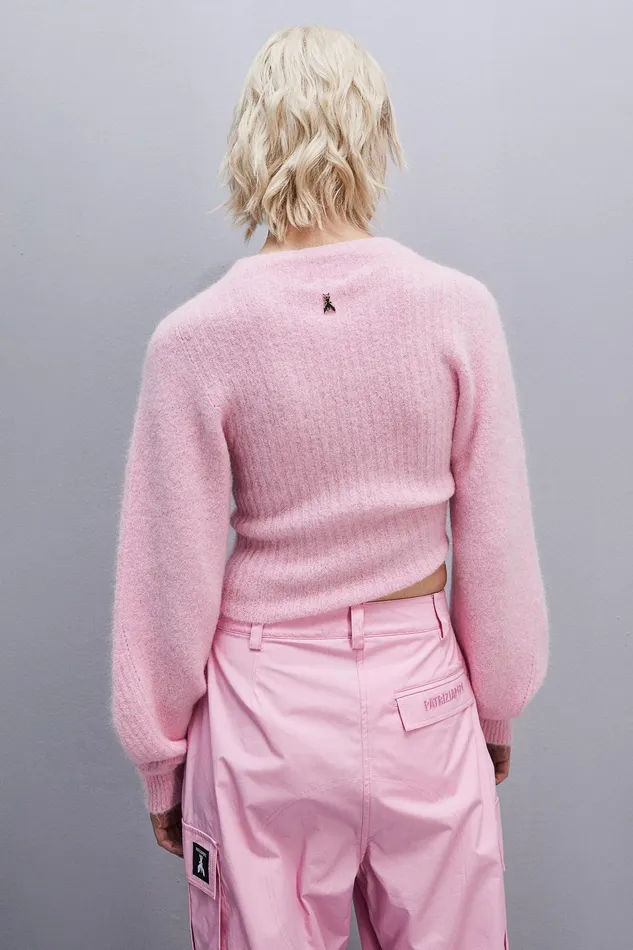 Sweaters Women Patrizia Pepe Rib Knit Sweater With Round Neckline Fresh Pink