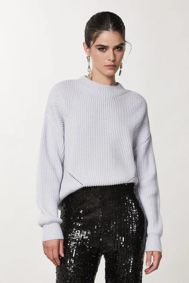 Sweaters Women Patrizia Pepe Ribbed Sweater Eldorado White